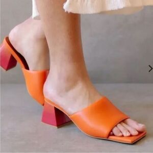 Anthropologie x Alohas Brushed Degradé Pink & Orange Leather Sandals EU 40 US 9